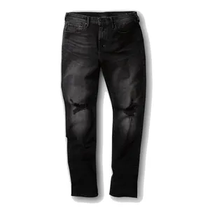 New Men&#39;s Fashion Jeans Pant Side Striped Distressed Men Denim Jeans Trousers Customized Logo Slim Softener High Street