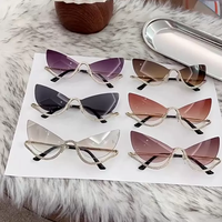Bettega Nouvelles Lunettes de Soleil Sans Monture Style Européen et Américain Incrustées de Diamants pour Femmes, Modèle Œil de Chat Tendance