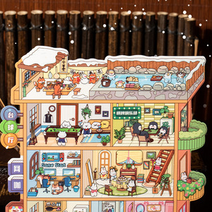 3 vellen/pak Stereoscopische miniatuur-scenografiestickers Fun World Series Visuele 3D-cabine Kinderhandboek Collage - Product Image 1