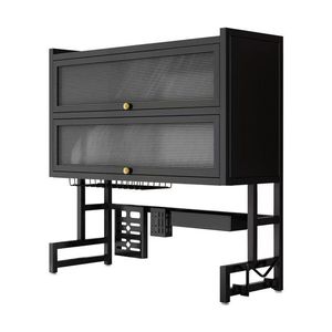 Étagère de Rangement Multi-niveaux 2 Étages en Acier Carbone pour Évier de Cuisine avec Couvercle - Product Image 5