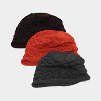 Bonnet tricoté ajouré vintage artistique, style décontracté, respirant, pour femme