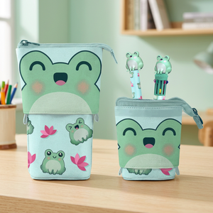 Karactermania for Oh My Pop Froggy - Estuche de tela para lápices con cierre de cremallera + bolígrafo de 10 colores + bolígrafo de gel borrable color turquesa - Product Image 2
