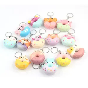 Animal mignon ours coloré canard <span class=keywords><strong>chat</strong></span> renard lapin donuts porte-clés ensembles mousse spongieuse <span class=keywords><strong>anti</strong></span>-<span class=keywords><strong>stress</strong></span> balle jouet - Product Image 5