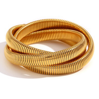 Pulsera de Cadena de Serpiente Elástica de Diseño Simple Retro de Lujo Ligero de Acero Inoxidable para el Mercado Europeo y Estadounidense
