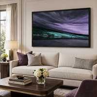 Peinture à l'huile abstraite violette peinte à la main sur toile, art mural avec option de suspension, design contemporain pour la décoration de luxe des hôtels et des maisons