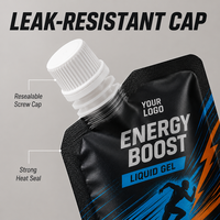Pochette de gel sportif hydratant avec bec verseur et bouchon, personnalisable, haute barrière, pour emballage de gel énergétique à presser, idéale pour les marques de compléments alimentaires
