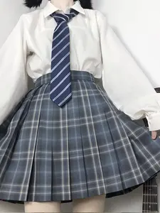 Toptan sevimli asyalı kızlar JK ekose etek pilili etek okul kız üniforma papyon