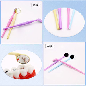 Espejo Bucal Dental Desechable Antivaho con Mango de Color, Herramienta de Examen para Revisión Oral - Product Image 1