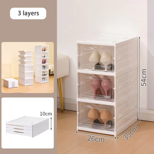 Giày tổ chức nhà tủ quần áo tổ chức Stackable sneakers Cao gót hộp thùng đóng mở lưu trữ Giá nhựa có thể gập lại tủ - Product Image 4