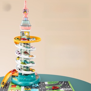 Inertance Jouet de circuit de voitures à assembler soi-même pour petits véhicules, avec piste coulissante, garage de parking et aventure, modèle B/O, avec <span class=keywords><strong>rail</strong></span> de tour haute et emplacement pour voitures - Product Image 2
