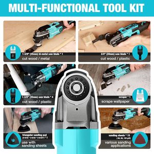 20V Cordless Oscillating Multi Tool With Quick Change Accessories Cutter Sanding <b>Grout</b> <b>Removing</b> Set - Product Image 2