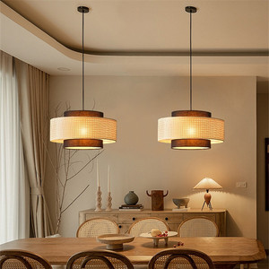 Lustre de style Wabi Sabi chinois, source lumineuse LED ronde E26, tête simple, pour restaurants, salons de thé et hôtels - Product Image 2
