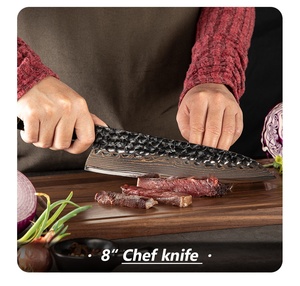 Cuchillos de Chef Profesionales Japoneses Forjados a Mano con Hoja de Acero Damasco y Cobre, Mango de Resina Ecológico para Uso Culinario - Product Image 4