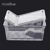 NOMOYPET nouvelle conception de trou vertical boîte en plastique haute transparence boîte d'élevage de grenouilles avec plate-forme de pèlerin
