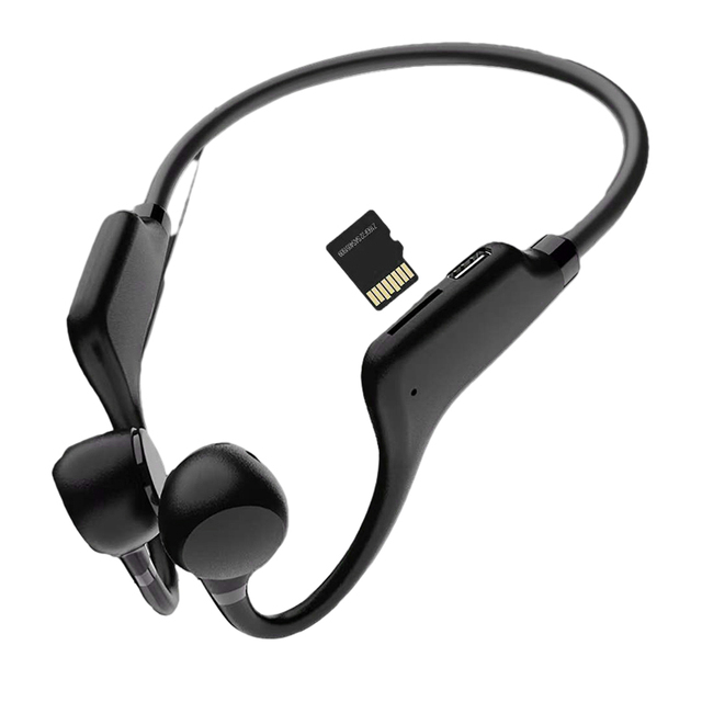 Bone Conduction Headset BT 5.0 Built-in Memory Open Ear for Headphones with LED Indicator Touch Control for Sports Outdoor