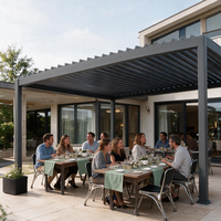 Pergola en aluminium moderne, pergola à lames orientables en aluminium thermolaqué, toit réglable manuellement, gazebo, taille personnalisable pour jardin extérieur