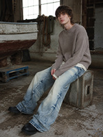 En gros, Jeans en denim délavé pour hommes et femmes, coupe droite, design blanc, style délavé, multi-tailles