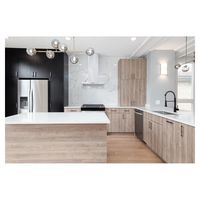 Meuble de cuisine moderne en bois massif et contreplaqué, écologique, avec évier et crédence, solution modulaire personnalisable pour cuisine domestique