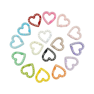 Llavero de aleación con cierre de resorte en forma de corazón y diamantes de imitación, accesorios de joyería DIY, hallazgos pintados en colores caramelo - Product Image 5