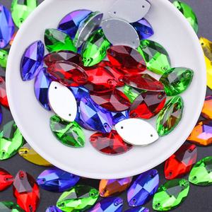 Botones de Cristal Planos con Base Plana AB Color, Tipo Ojo de Caballo, Cosidos a Mano, para Vestidos de Novia y Accesorios de Ropa - Product Image 3