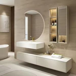 Meubles de style européen de luxe en gros, design simple, meuble de salle de bain mural en bois avec miroir - Product Image 1