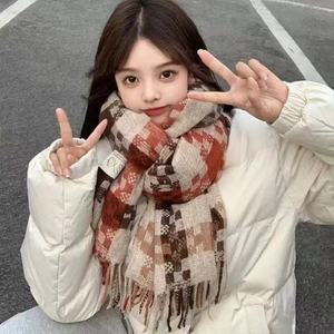 <span class=keywords><strong>Nouveau</strong></span> foulard carré en imitation cachemire à carreaux pour femme, style musulman européen et américain, long châle chaud d'hiver transfrontalier - Product Image 3