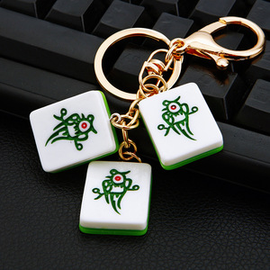 Creative Casino Keychain Bling Metal Crystal Keychain Luck Hair Resin Key Chains <strong>Cute</strong> <strong>Keyring</strong> Woman Bag Pendant Mahjong Keychain - Product Image 6