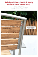 Ensemble de salle à manger extensible d'extérieur, table en composite de bois et chaises en aluminium, mobilier de jardin imperméable pour le loisir