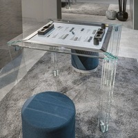 Table de jeu de mahjong transparente en acrylique pour 4 joueurs, moderne, luxueuse, durable, de haute qualité, multi-jeux, poker, backgammon, couverture