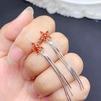 Boucles d'oreilles pendantes de luxe OEM ODM en argent 925 et or, saphir naturel orange-bleu - Cadeaux d'anniversaire, de mariage et de fête - Vente en gros usine
