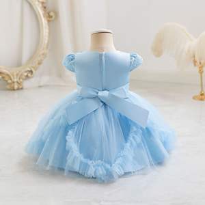 Robe Tutu Fille Col Rond Manches Volantes OEM pour Mariages, Anniversaires et Baptêmes, Tenue de Cérémonie <span class=keywords><strong>Enfant</strong></span>, Robe Perles pour Fille de 3 Ans - Product Image 2