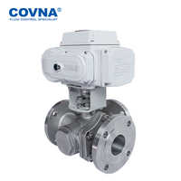 COVNA Vanne électrique 3 voies pour fenêtre 90 jours Vannes motorisées Ac220v 4 Vanne électrique à boisseau sphérique en acier inoxydable de contrôle de débit de 20ma
