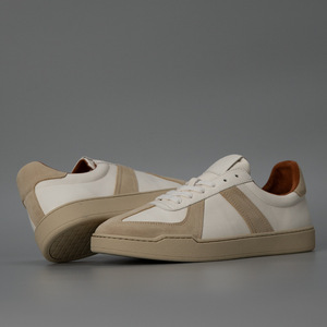 <b>Brown</b> and white training shoes board style retro top grain cowhide leather training shoes sport and casual handmade shoes - Product Image 4