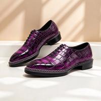 Chaussures d'affaires pour hommes en cuir d'alligator véritable, cousues à la norvégienne, faites à la main, chaussures en cuir haut de gamme, couleurs peintes à la main