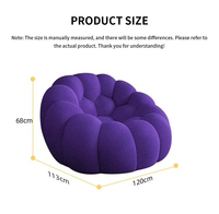 Fauteuil Bulle Rond Moderne Violet, Canapé Paresseux Compressé Sous Vide pour Petits Espaces, Idéal Salon, Chambre, Appartement