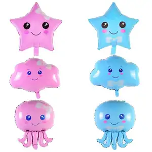 Nuovi regali per bambini di Design palloncino per bambini carino autosigillante palloncini in lamina di elio rosa blu palloncino di polpo con nuvola di stelle con occhi