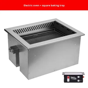 เตาบาร์บีคิวไฟฟ้าเชิงพาณิชย์สไตล์ญี่ปุ่น OEM, หลอดทำความร้อนสแตนเลส 2400 วัตต์, จากโรงงานโดยตรง, สีเงิน/สีดำ - Product Image 6