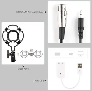 Micrófono de Condensador Profesional con Cable, Iluminación RGB Inteligente, Tecnología DSP con Cancelación de Ruido para Grabación de Sonido en Vivo y Teléfono - Product Image 2