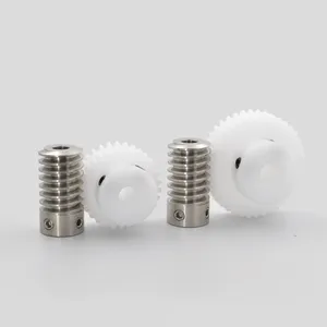 Customized processing white POM worm gear stainless steel worm 0.8 mold 20/30/40/50/60 nylon turbine worm gear wheel
