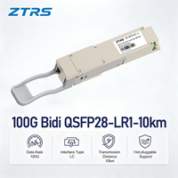 Transceptor de Fibra Única ZTRS 100G BIDI QSFP28 LR1 TX1270nm RX1330nm 10km LC Simplex para Acceso Metropolitano y Fronthaul 5G