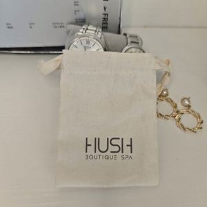 Bulk Order Custom <b>Drawstring</b> Tote Bags 100% Cotton Material OEM Printing for Brand Merchandise Watch <b>Bracelet</b> Earring Dust Bag - Product Image 2