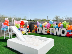 Piscina di Palline Set Giochi Morbidi Parco Giochi per Bambini con Scivolo Bianco Attrezzatura Gonfiabile per Giochi Morbidi all'Aperto - Product Image 3