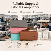 Dompet Panjang Kulit Sintetis Laserable dengan Tali Dompet Panjang Wanita Custom Kulit PU Dompet Resleting Wanita Modis dengan Tali Pergelangan Tangan