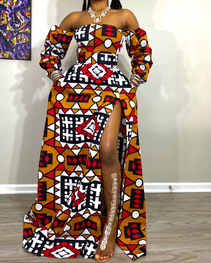 white christmas dresses Melody Belted Skater Dress African Ankara Print 2XL main image 0