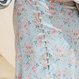 Vestido Casual de Mujer con Estampado Transpirable, Cuello Barco, Sin Tirantes, Manga Larga Abullonada y Corte en A - Product Image 3