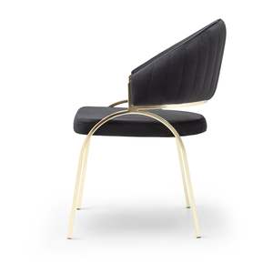 Silla de Comedor Moderna de Metal, Tapizada en Negro, Patas de Acero, Muebles para el Hogar y Villas - Product Image 3