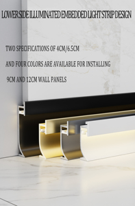 Profilé <span class=keywords><strong>de</strong></span> <span class=keywords><strong>plinthe</strong></span> en aluminium moderne <span class=keywords><strong>de</strong></span> 6 cm <span class=keywords><strong>de</strong></span> hauteur avec LED intégrées pour cuisine, profilé <span class=keywords><strong>de</strong></span> jointure murale pour base d'armoire - Product Image 4