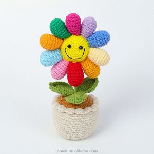 Maceta de Girasol de Ganchillo Colorida, Flor Artificial Tejida a Mano para el Día de la Madre, San Valentín, Día del Padre, Halloween - Product Image 1