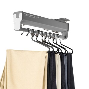 Support de rangement coulissant pour pantalon avec amortisseur double en alliage d'aluminium, fixation au plafond pour armoire - Product Image 5