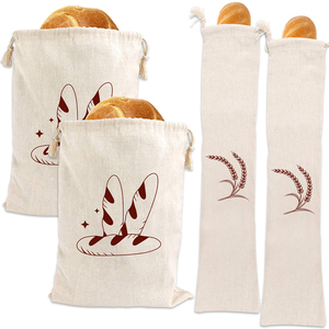 Custom Reusable <b>Drawstring</b> Storage Jute 100% Organic Organic Cotton Linen Bread <b>Bag</b> - Product Image 4